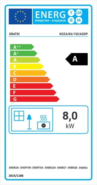 Karta energetyczna pieca żeliwnego Koza K6 fi 150 z ASDP 8 kW
