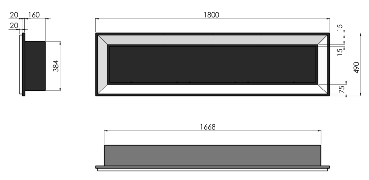 Biokominek SIMPLEFIRE FRAME 1800