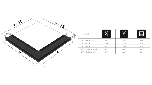 LUFT 45S narożny szlif 56x56x9