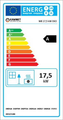 Kominek KAWMET W8 (17,5 kW) ECO etykieta energetyczna