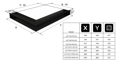 Luft narożny prawy biały 40x80x9