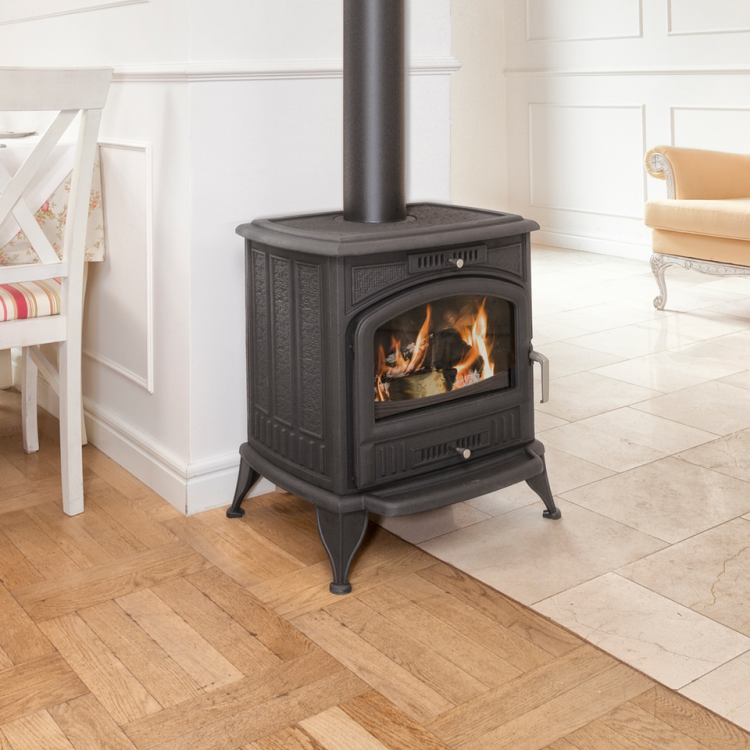 Aranżacja pieca żeliwnego Koza K6 fI 150 mm 8 kW