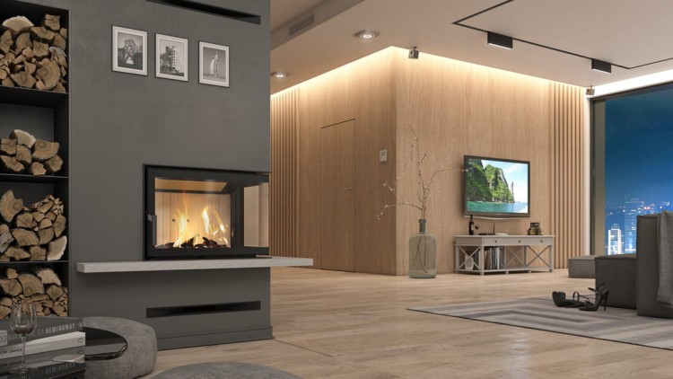 Kominek Impuls S BP w salonie