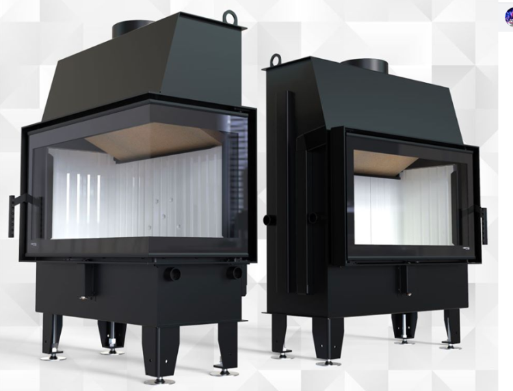 Kominek Impuls S narożny lewy z szybą black line