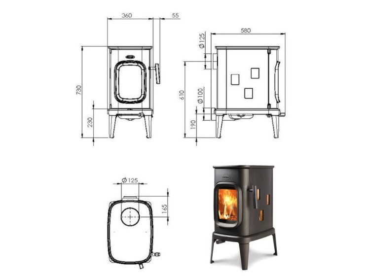 Rysunek techniczny pieca żeliwnego Dovre Saga 107.jpg