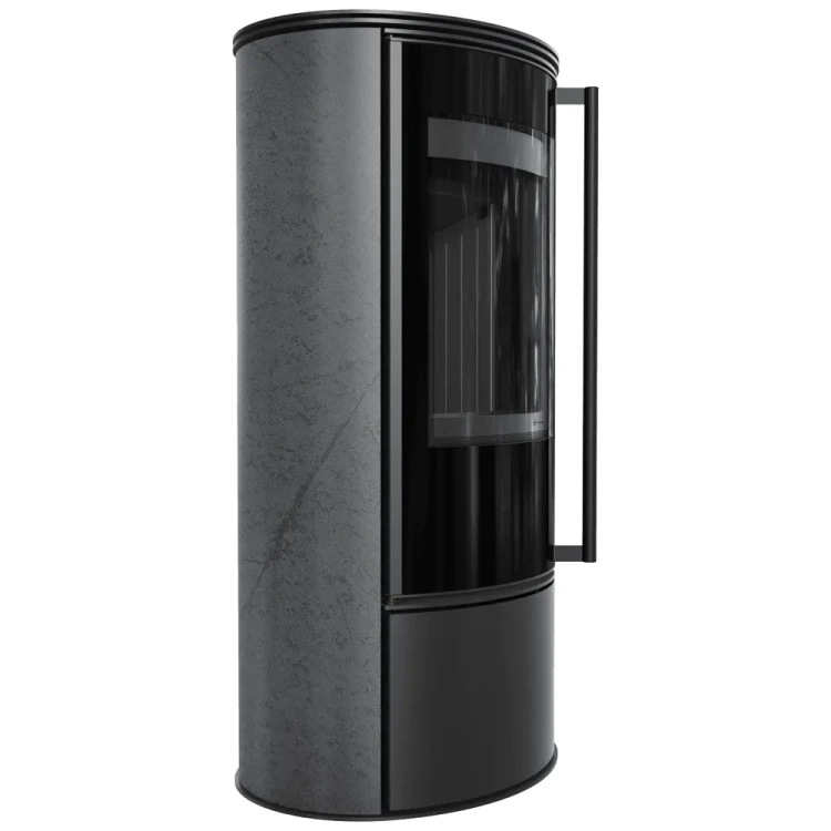 Piec stalowy Erik ceramika GRAFITE SATIN z czarnym wyłożeniem paleniska.webp