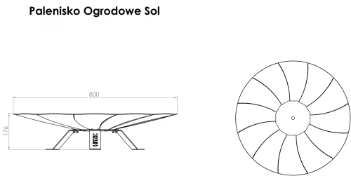 Palenisko ogrodowe Sol - rysunek techniczny.webp