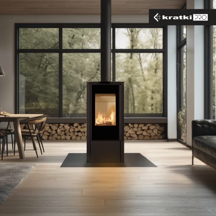 Piec stalowy HATI fi 150 5,5 kW w salonie