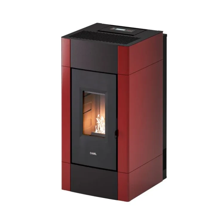 Piec na pelet Cadel Cristal Plus 9 kW w kolorze bordowym