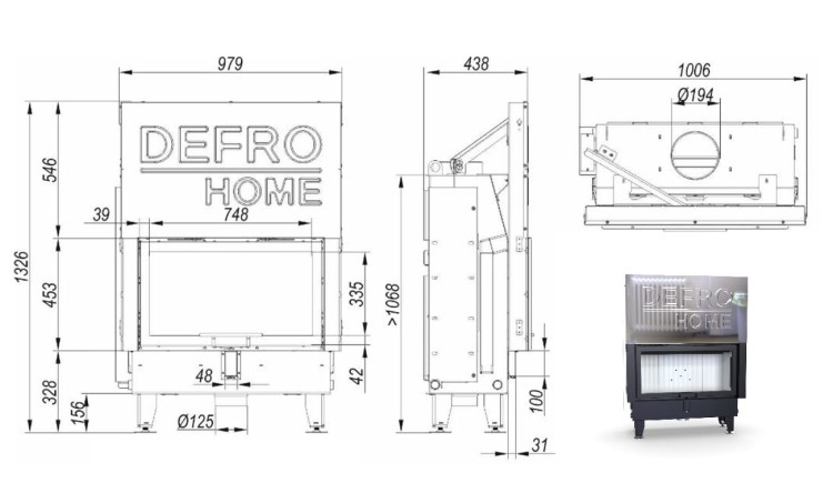 Kominek Defro Impuls LA G - rysunek techniczny.jpg