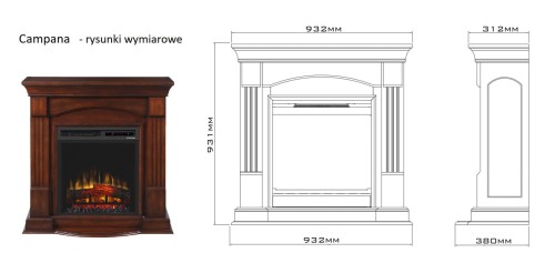 Rysunki wymiarowe kominka elektrycznego Campana.jpg