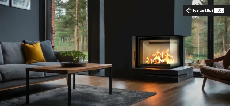 Kominek stalowy Lucy Prawy BS 12 kW wizualizacja