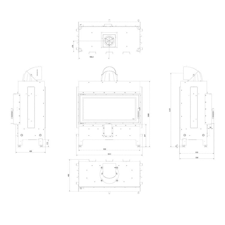 Kominek Lucy 16 kW rysunek techniczny