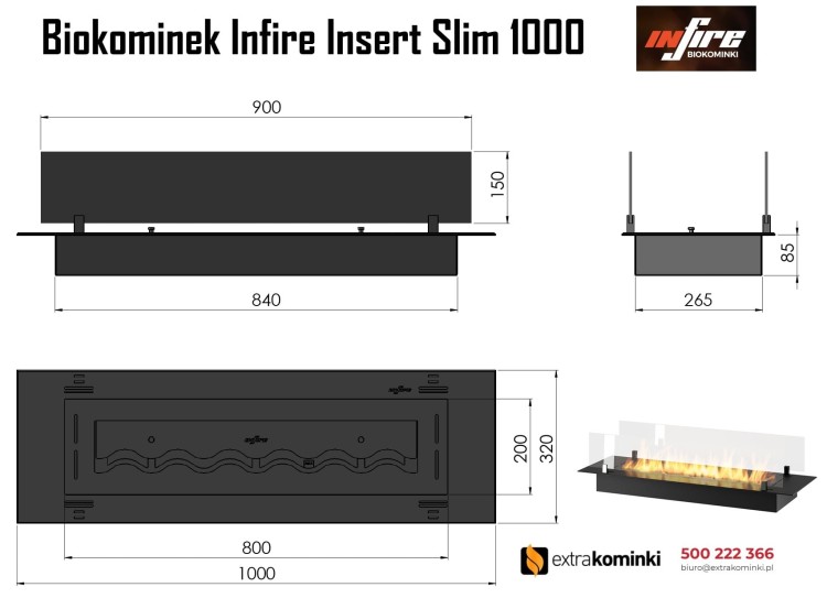 Biokominek Infire Insert Slim 1000 rysunki wymiarowe.jpg