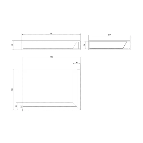 Luft narożny 547x766x120 czarny rysunek techniczny.webp