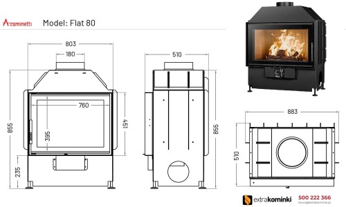 Kominek powietrzny stalowy FLAT 80 rysunek techniczny.jpg