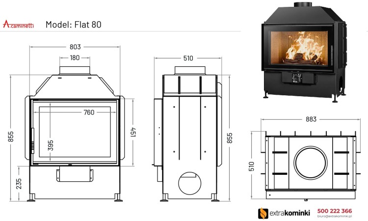 Kominek powietrzny stalowy FLAT 80 rysunek techniczny.jpg