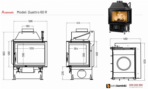 Kominek powietrzny stalowy QUATTRO 60 R prawy rysunek techniczny.jpg
