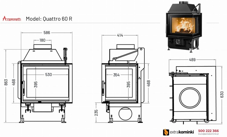 Kominek powietrzny stalowy QUATTRO 60 R prawy rysunek techniczny.jpg
