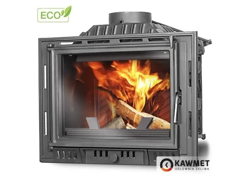 Kominek żeliwny Kawmet W6 ECO 10,1 kW prawy bok wizualizacja ognia
