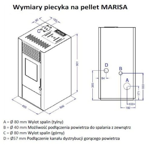 Piec na pellet Eva Calor Marisa 9 kW Slim z DGP rysunki wymiarowe.jpg