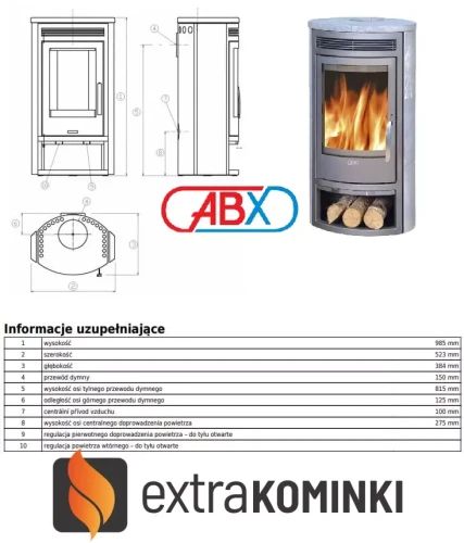 Piec stalowy Arketis 4 Steatyt rysunek wymiarowy.webp