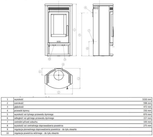 Piec Arktis 6 - rysunek wymiarowy.webp