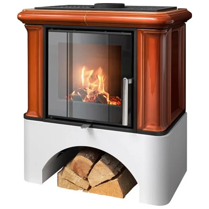 Piec kaflowy Ikaria Cokół Biały Brązowy.webp