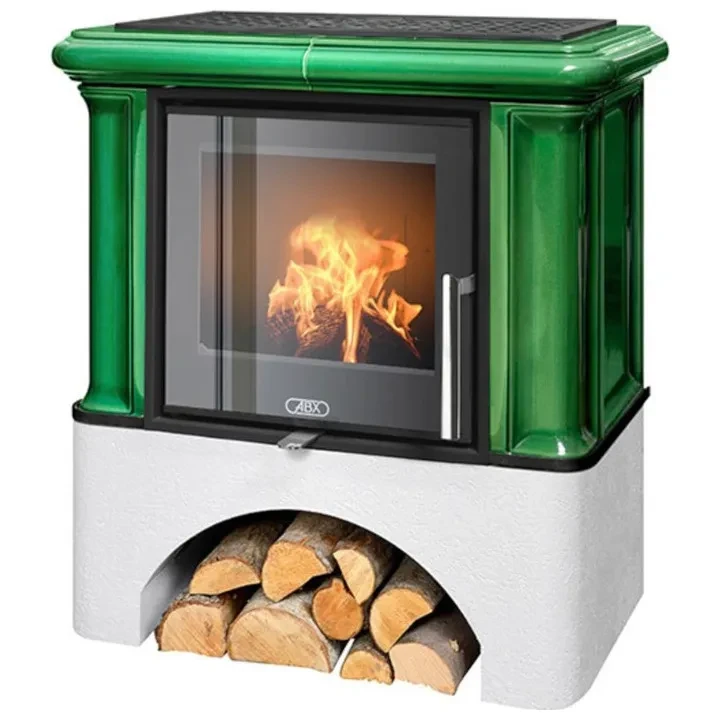 Piec kaflowy Ikaria Exclisive Cokół Biały Zielony.webp