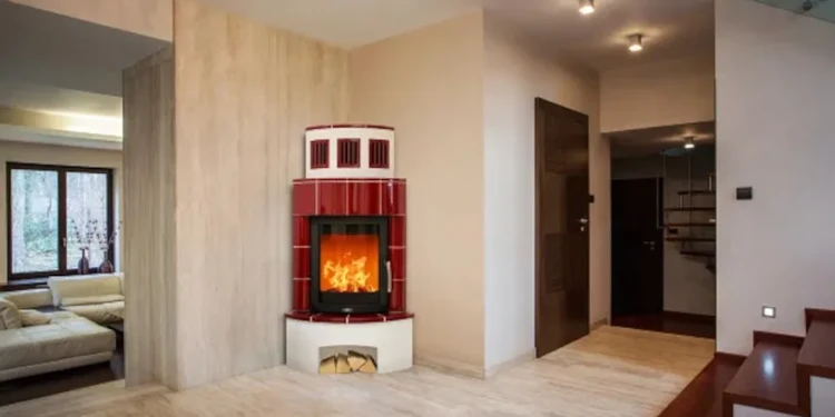 Piec kaflowy Normandia Bordowy - wizualizacja.webp