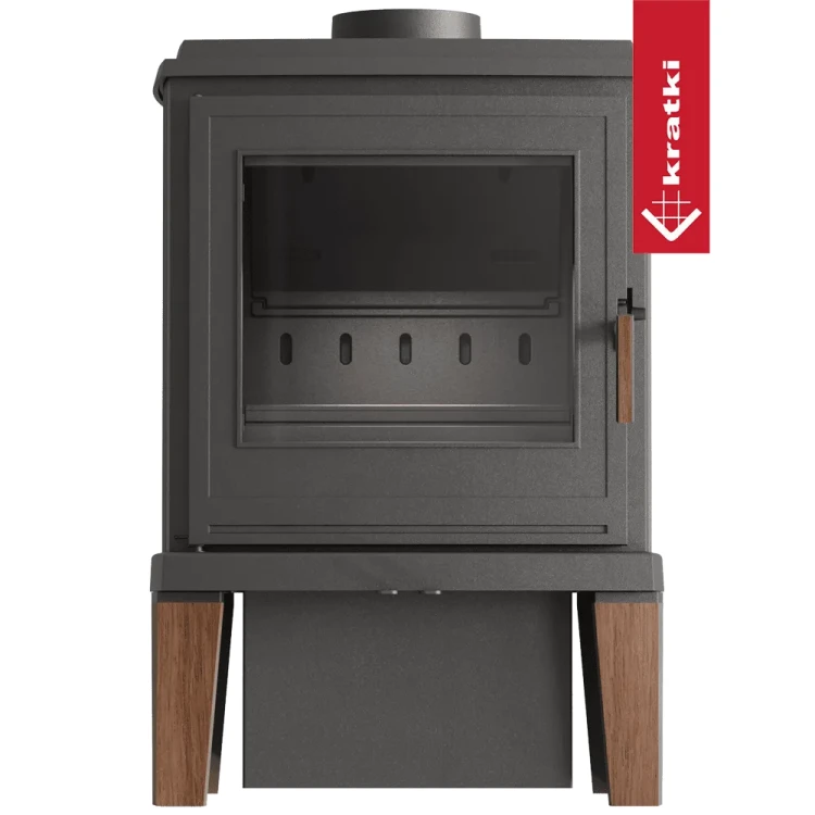 Piec żeliwny Koza K11 z nogami z drewna front.webp