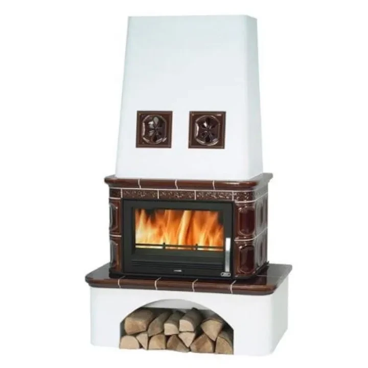 Piec kaflowy z płaszczem wodnym Laponia Brązowy.webp