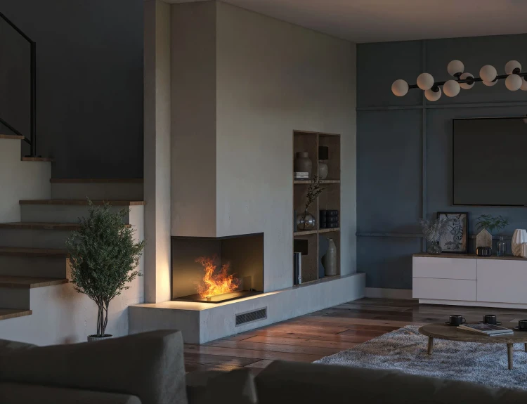 Kominek parowy narożny Invapo Corner 800 Lewy - wizualizacja.webp