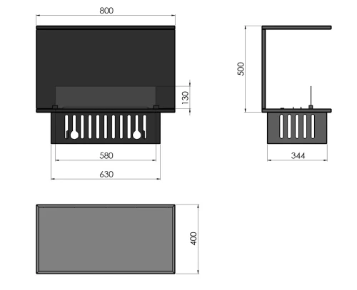 Kominek parowy Invapo Inside C 800 - rysunek wymiarowy.webp
