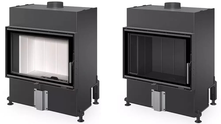 Wkłady kominkowe Heat 4G 70.50.04 z białym i czarnym wyłożeniem paleniska tzw. ignitonem.webp