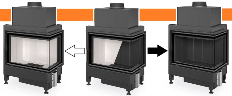 Kominek stalowy Romotop Heat R 4G S 65.51.40.24 narożny dostępny jest z jasnym i ciemnym wyłożeniem paleniska.webp