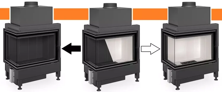 Kominek stalowy Romotop Heat R 4G S 65.51.40.24 narożny dostępny jest z jasnym i ciemnym wyłożeniem paleniska.webp
