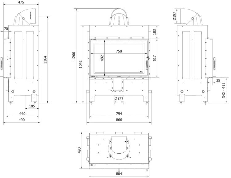 Wymiary wkładu Lucy 14 kW