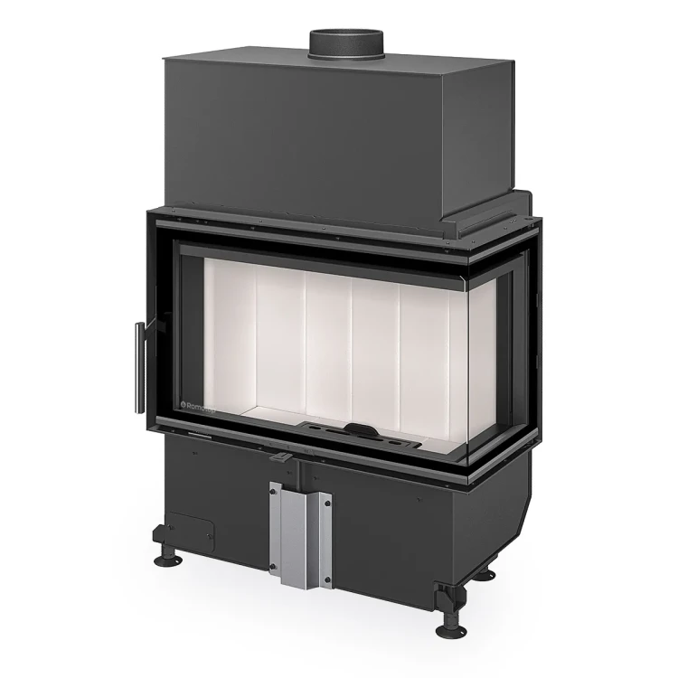 Kominek stalowy Romotop Heat R 4G S 70.44.33.24 narożny prawy z jasnym wyłożeniem paleniska.webp
