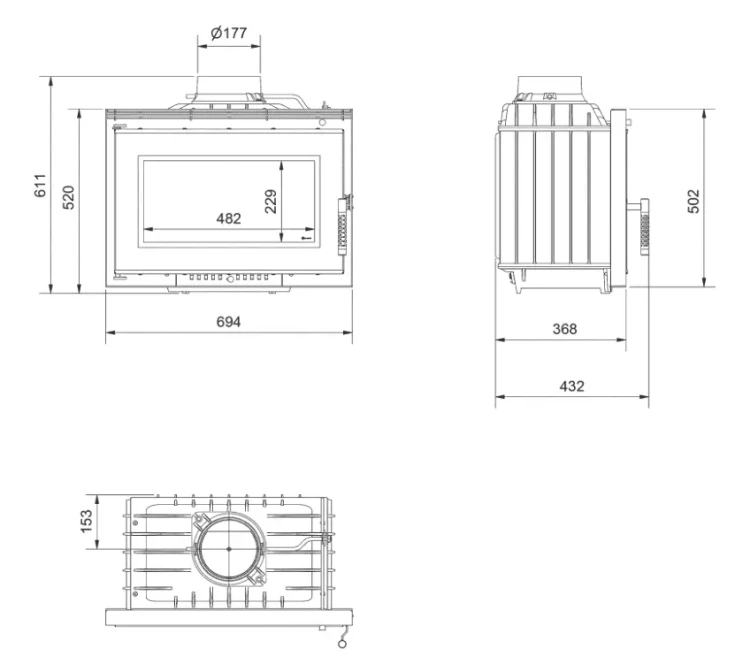 Kominek Kratki Nel Wymiary i schemat