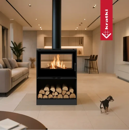 Koza Kratki Kari Tunel z wnęką na drewno w salonie