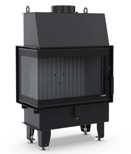 Kominek Impuls S narożny lewy, czarne wnętrze, szyba Black Line