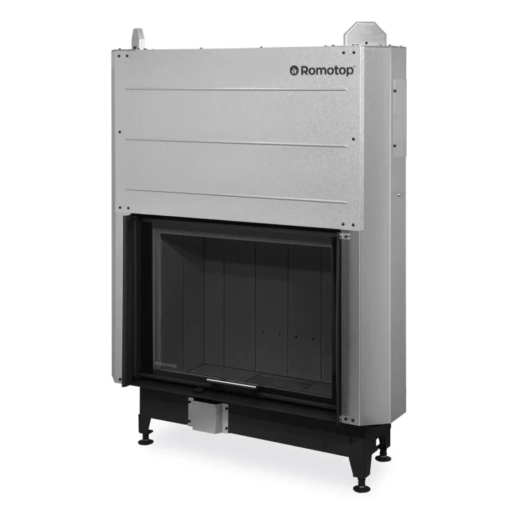 Kominek stalowy Romotop Heat 3G L 88.66.04 z gilotyną i ciemnym wyłożeniem paleniska.webp