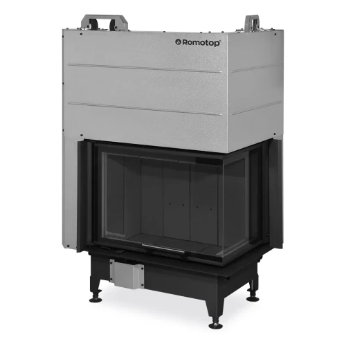 Kominek stalowy Romotop Heat R 3G L 65.51.40.24 narożny prawy z gilotyną i ciemnym wyłożeniem paleniska.webp