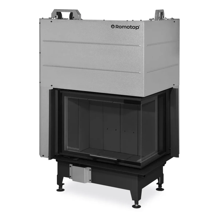Kominek stalowy Romotop Heat R 3G L 65.51.40.24 narożny prawy z gilotyną i ciemnym wyłożeniem paleniska.webp