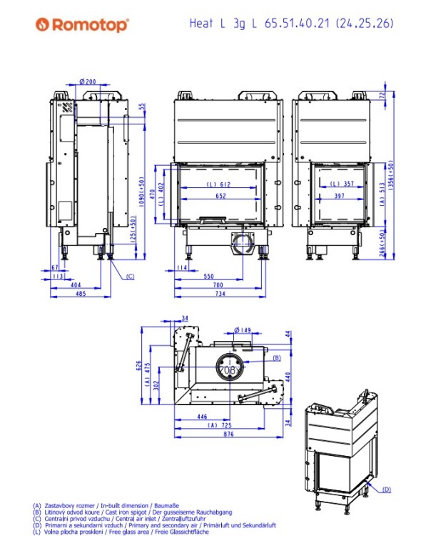Kominek stalowy Romotop Heat L 3G L 65.51.40.24 narożny lewy z gilotyną - wymiary.jpg