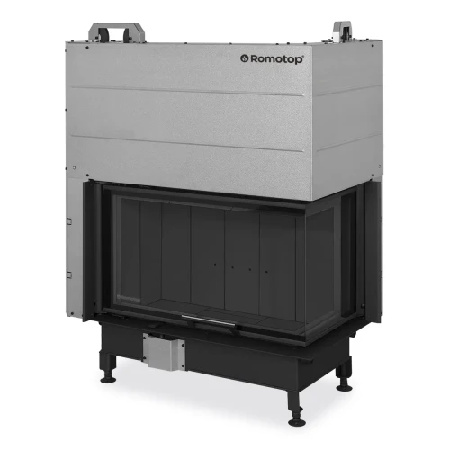 Kominek stalowy Romotop Heat R 3G L 81.51.40.24 narożny prawy z gilotyną z ciemnym wyłożeniem paleniska.webp