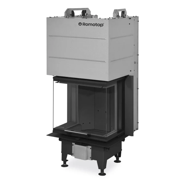 Kominek stalowy Romotop Heat C 3G L 50.52.31.24 trzyszybowy z gilotyną z ciemnym wyłożeniem paleniska.webp