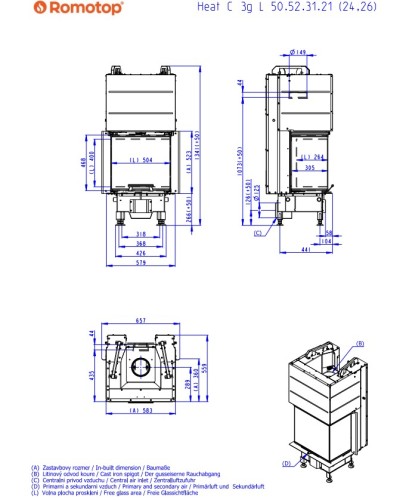 Kominek stalowy Romotop Heat C 3G L 50.52.31.24 trzyszybowy z gilotyną - wymiary.jpg
