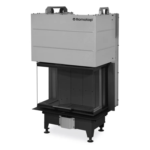 Kominek stalowy Romotop Heat C 3G L 65.52.31.24 trzyszybowy z gilotyną z ciemnym wyłożeniem paleniska.webp